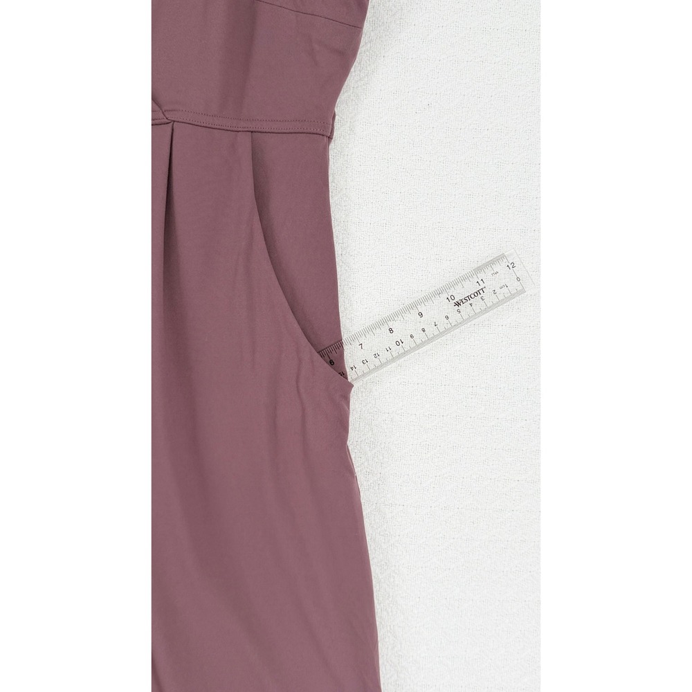 Eddie Bauer Womens XL Plum Purple Sleeveless Faux Wrap Empire Waist Pocket Dress - Picture 4 of 8